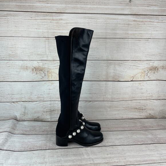 Stuart Weitzman Portia 5050 Womens Sz 5B Over The Knee Boots Black Pearl - Picture 4 of 9